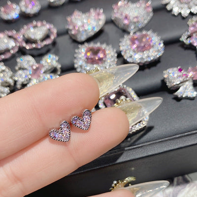 1 Pair Elegant Star Heart Shape Inlay Copper Artificial Gemstones Ear Studs