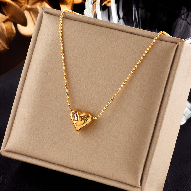 Jewelry Simple Style Star Heart Shape Titanium Steel Plating Necklace
