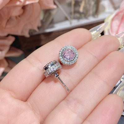 1 Pair Elegant Star Heart Shape Inlay Copper Artificial Gemstones Ear Studs