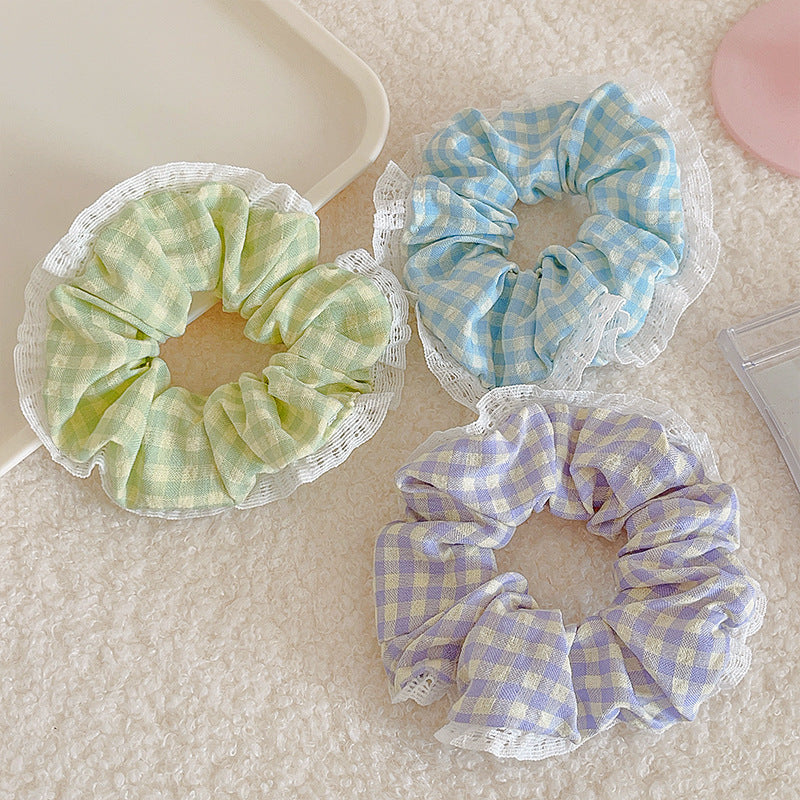 Women's IG Style Sweet Lattice Cloth Rib-Knit Lace Hair Tie