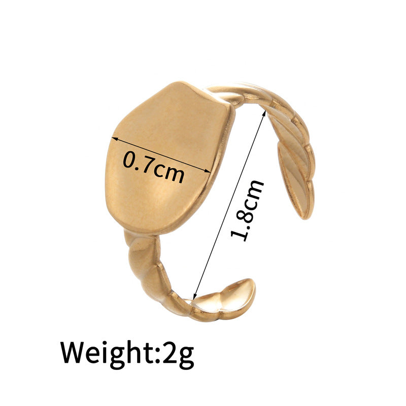 Jewelry Retro Four Leaf Clover Heart Shape 304 Stainless Steel Plating Open Rings