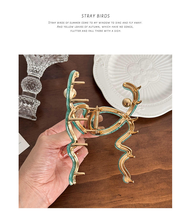 Women's IG Style Waves Arylic Alloy Inlay Pearl Hair Claws