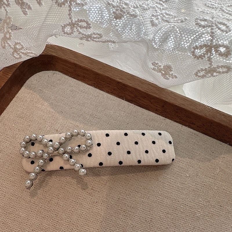 Women's Retro Polka Dots Bow Knot Cloth Hair Clip