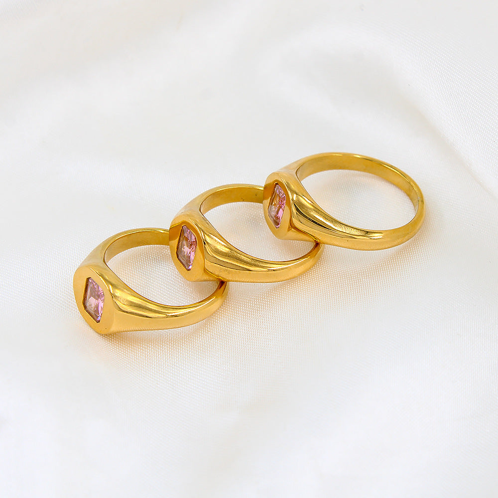 Jewelry Simple Style Geometric 304 Stainless Steel Zircon Inlay Rings