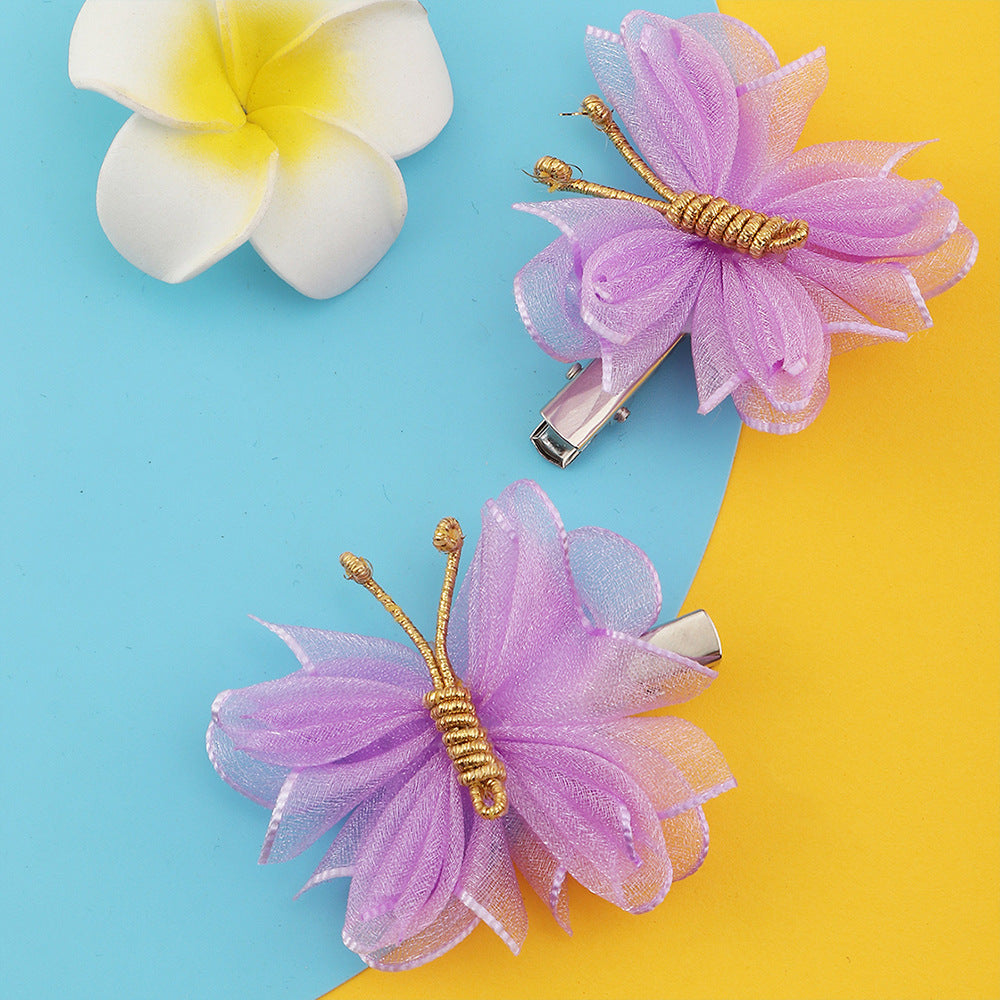 kid's cartoon style butterfly cloth knitting hair clip