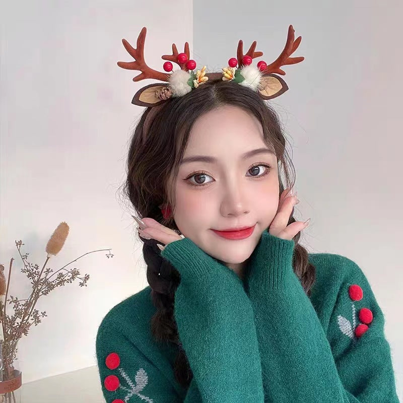 Christmas Cute Sweet Women's Antlers Imitation Antlers Flocking Hair Band