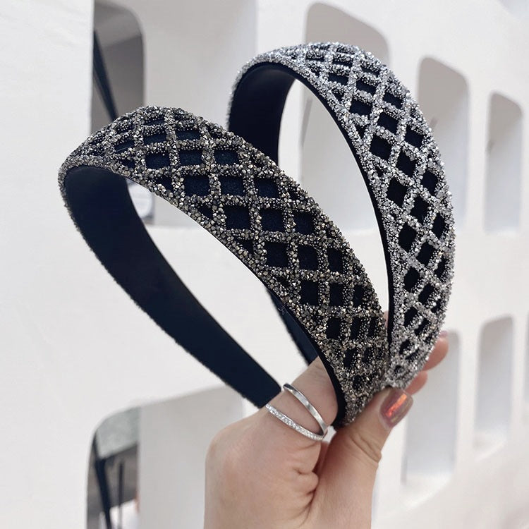 korean rhinestone chain mesh wide-sided hair band