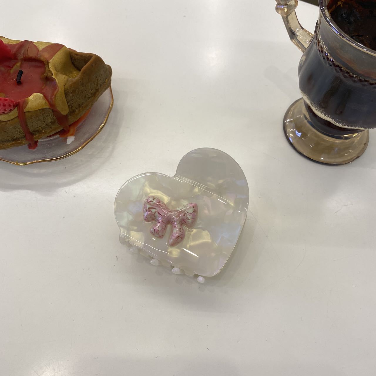 Women's Simple Style Heart Shape Bow Knot Acetic acid sheets Hair Claws