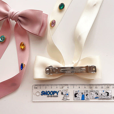 sweet bow knot cloth diamond hair clip