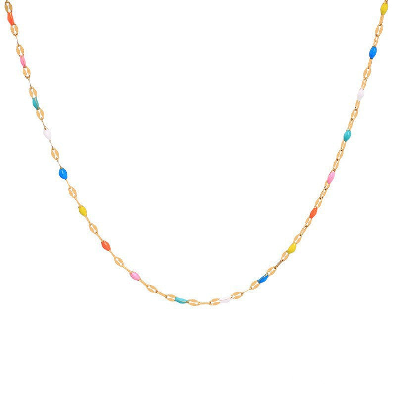 Jewelry Pastoral Simple Style Geometric 304 Stainless Steel Enamel Bracelets Anklet