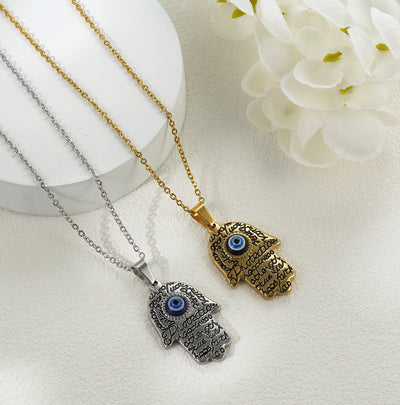 Jewelry Retro Hand Of Fatima Titanium Steel Pendant Necklace