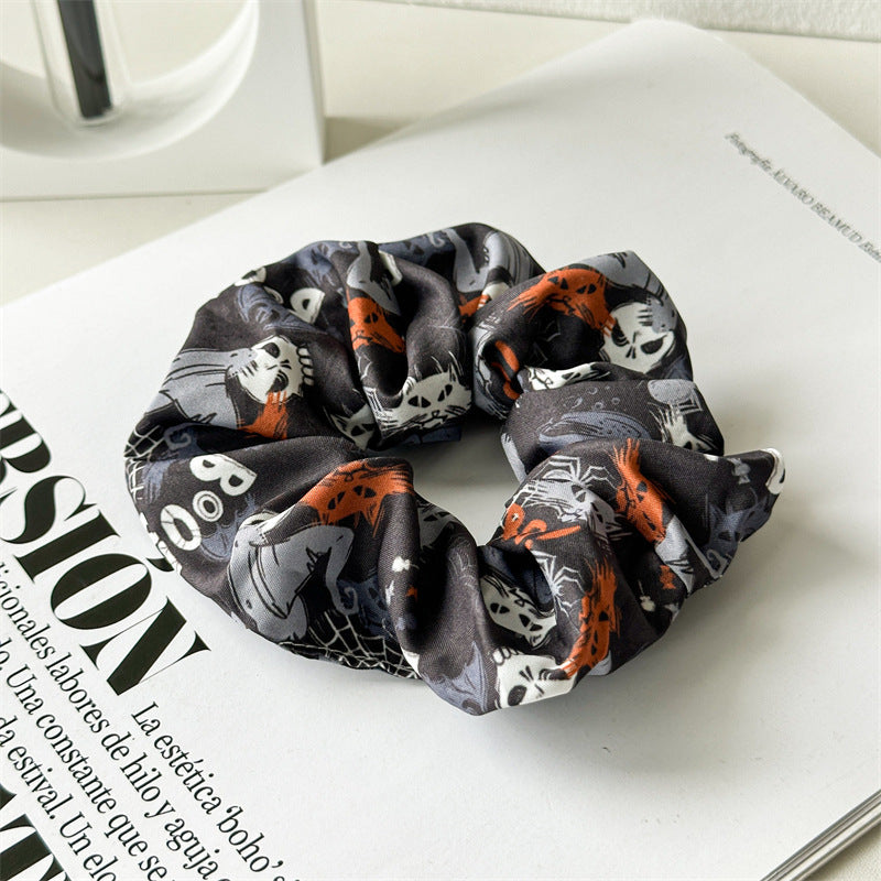 New Halloween Hair Ring  Hair Accessories Large Intestine Hair Ring  Hot Selling Product Festival Pumpkin Ghost Bat Head