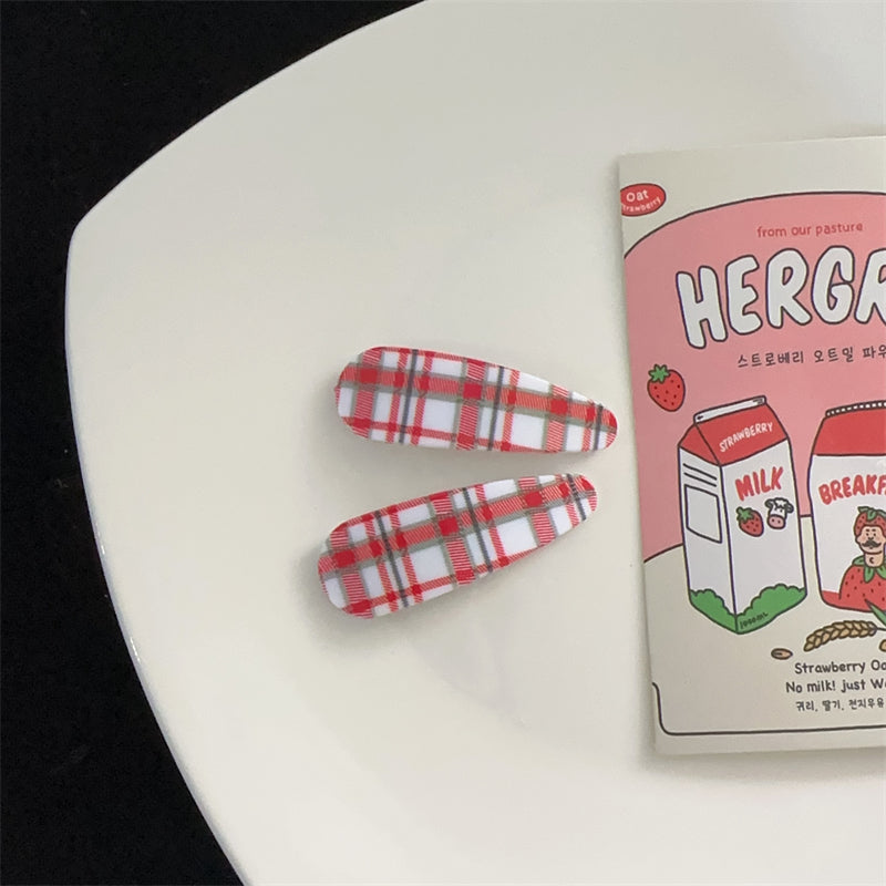 Women's Sweet Plaid Polka Dots Plastic Hair Clip