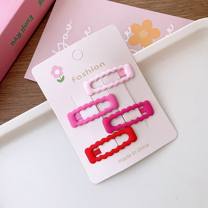 New Sweet Rose Pink Versatile Basic Hollow Heart Five-Star BB Clip Dripping Oil Partysu Hair Clip Hair Accessories