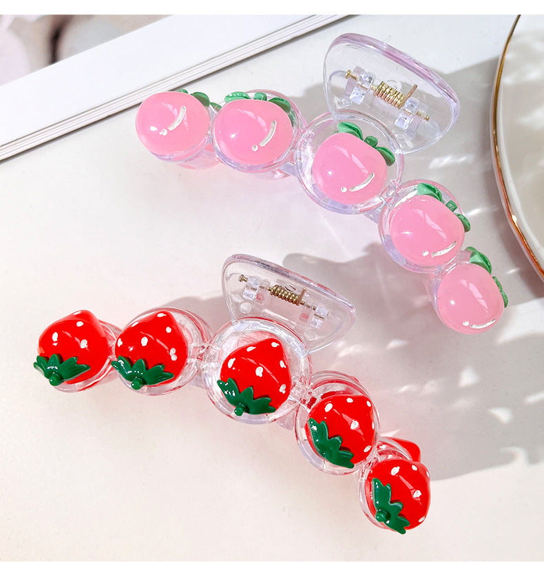 Women's Cartoon Style Peach Strawberry Plastic Resin Hair Claws