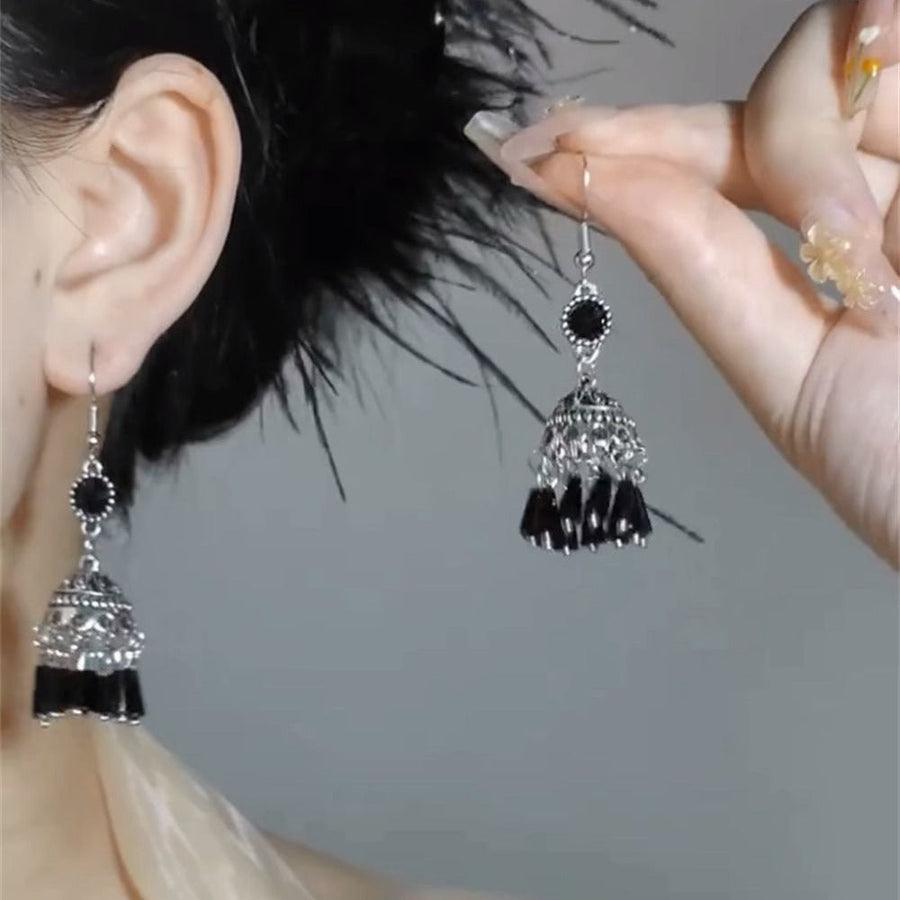 Ethnic style earrings women's retro temperament handmade bird lantern lantern fringed earrings