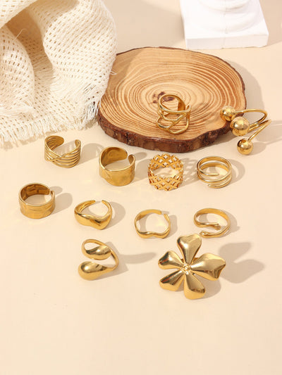 Jewelry Retro Floral 304 Stainless Steel Plating Open Rings