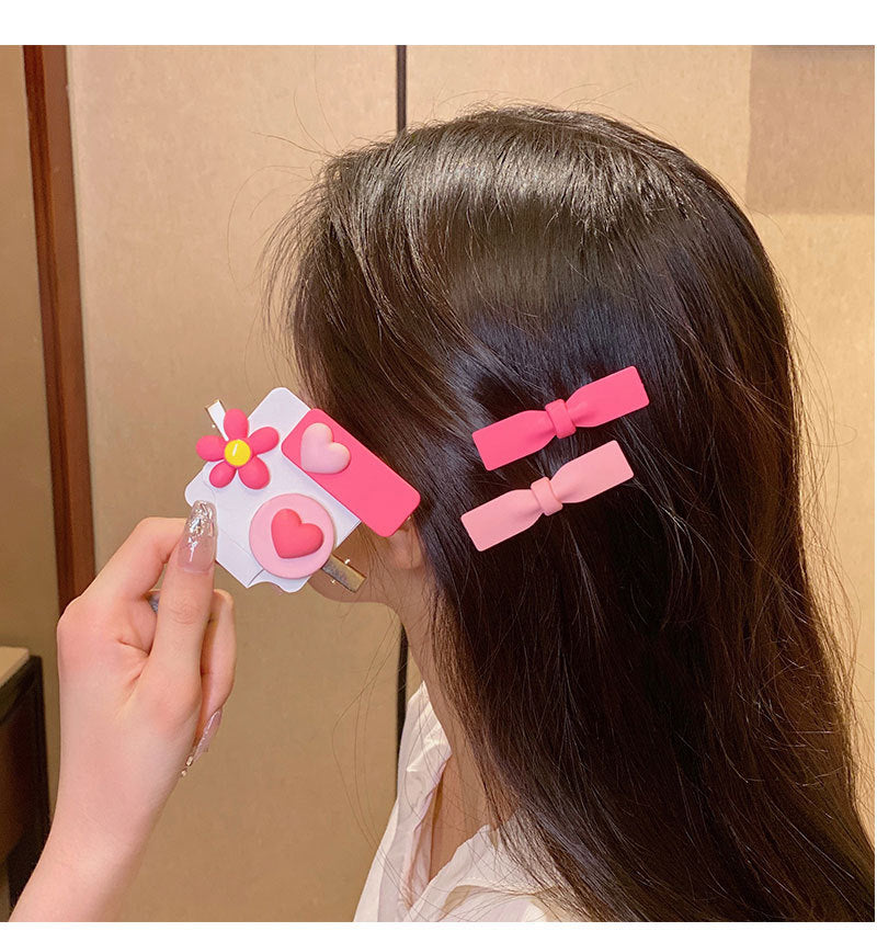 cute heart shape flower resin plating hair clip