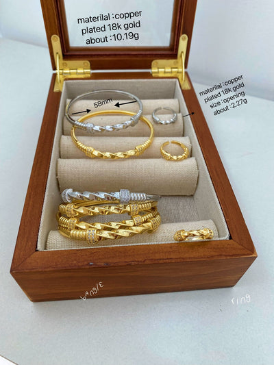 Jewelry Vintage Style Classic Style Geometric Copper Zircon Rings Necklace Jewelry Set