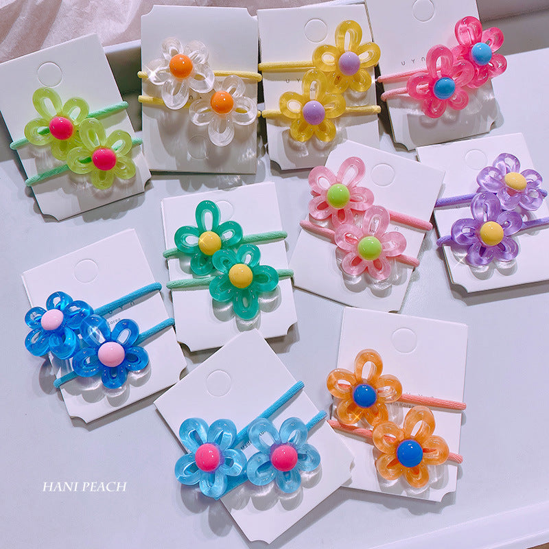 fashion flower mixed materials handmade hair tie 1 pair