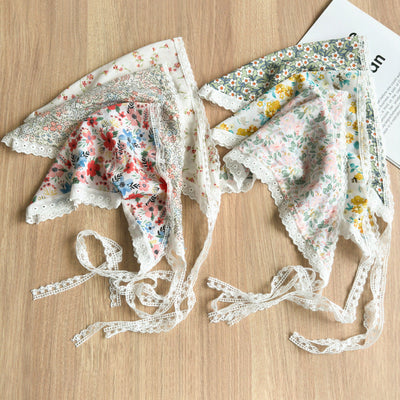 Three-State New Fresh Lace Edge Triangular Binder Small Floral Daisy Headcloth Long Summer Outing Hair Accessories