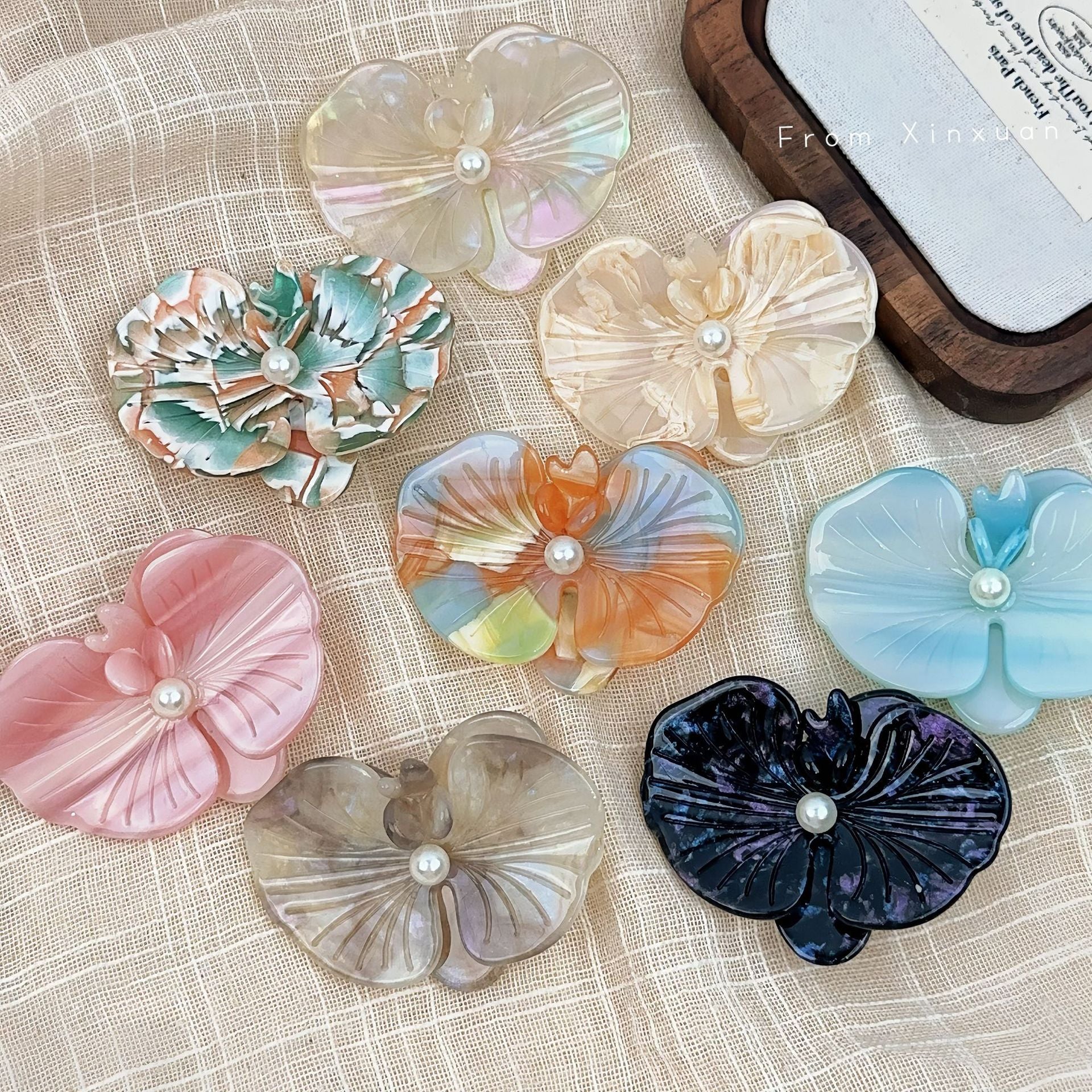 Korean Style Elegant Acetate Texture Phalaenopsis Barrettes Duckbill Clip Niche Design Exquisite Bang Clip Accessories