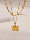 Jewelry Elegant Streetwear Bow Knot 304 Stainless Steel Plating Double Layer Necklaces