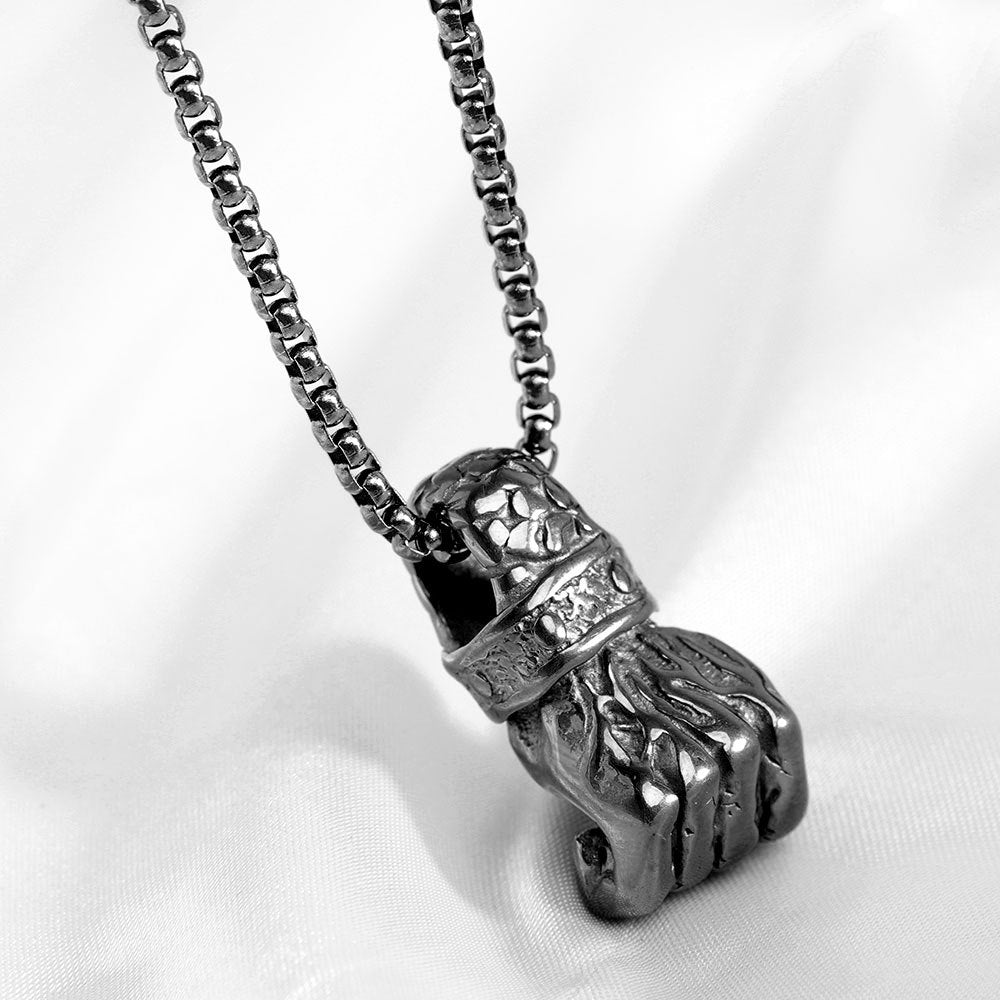 Jewelry Retro Fist Titanium Steel Plating Pendant Necklace