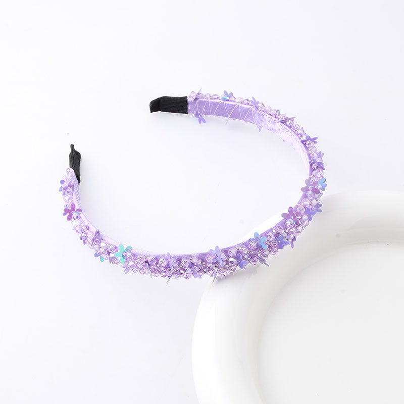 sweet solid color artificial crystal hair band 1 piece
