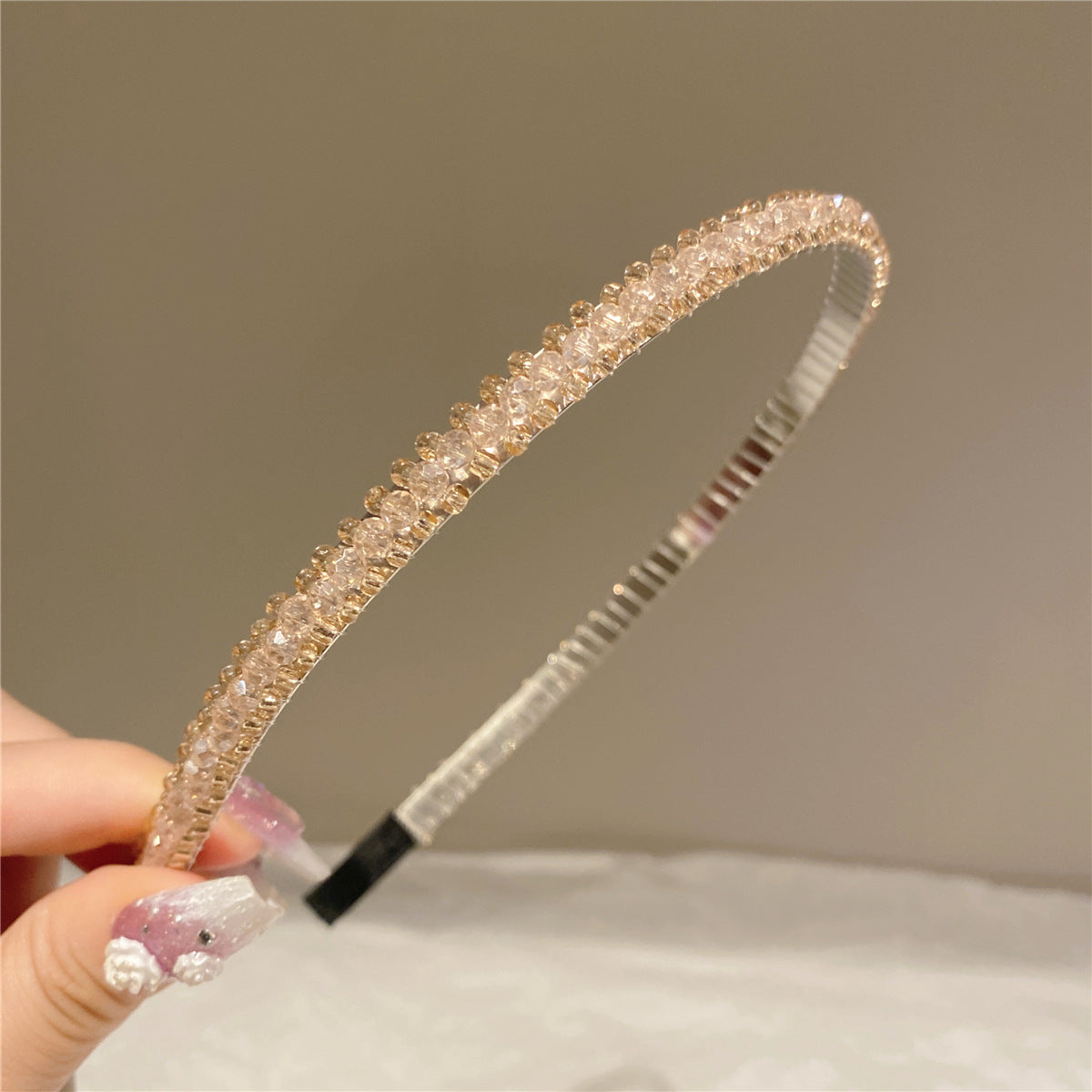 Women's Simple Style Shiny Solid Color Artificial Crystal Diamond Hair Band