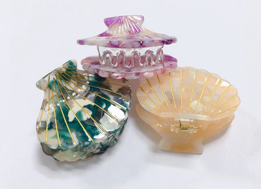 Women's Casual Beach Shell Acetic acid sheets Handmade Hair Claws