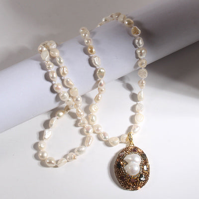 Elegant Vintage Style Geometric natural stone Beaded Chain Pendant Necklace In Bulk