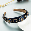 baroque style rhinestone glass diamond wide-brim headband