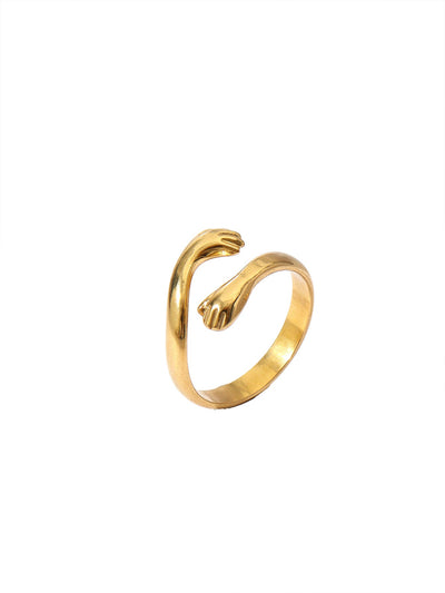 Jewelry Retro Floral 304 Stainless Steel Plating Open Rings