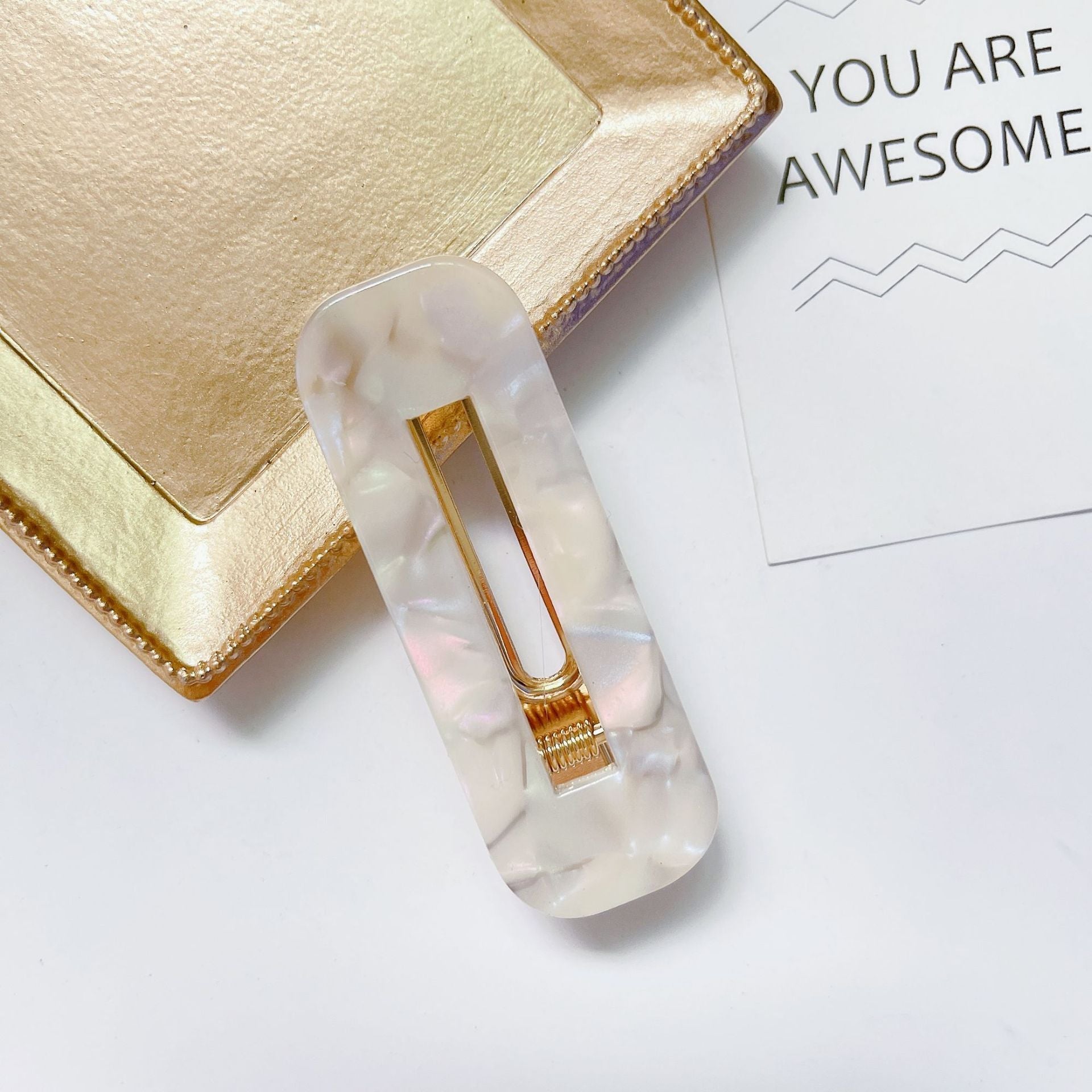 women's fashion geometric water droplets leopard resin cellulose acetate sheet headwear hair clip