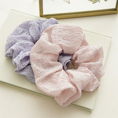 sweet solid color cloth pleated hair tie