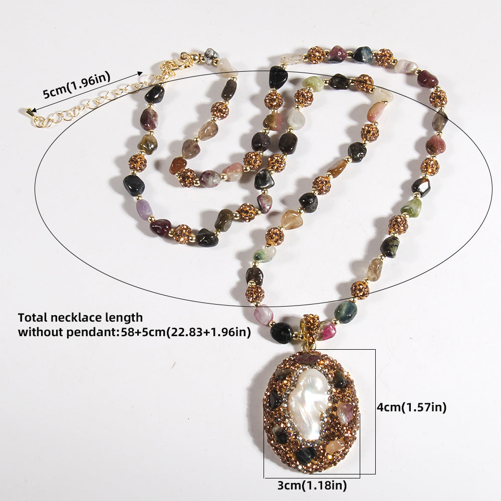 Bohemian Water Droplets natural stone Beaded Chain Pendant Necklace In Bulk