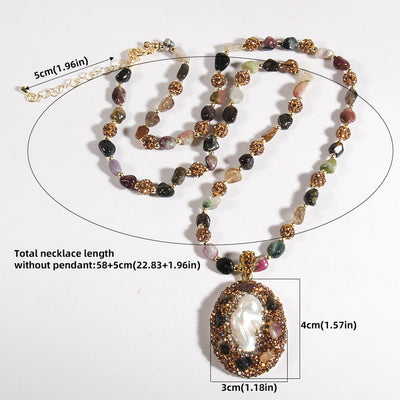 Bohemian Water Droplets natural stone Beaded Chain Pendant Necklace In Bulk