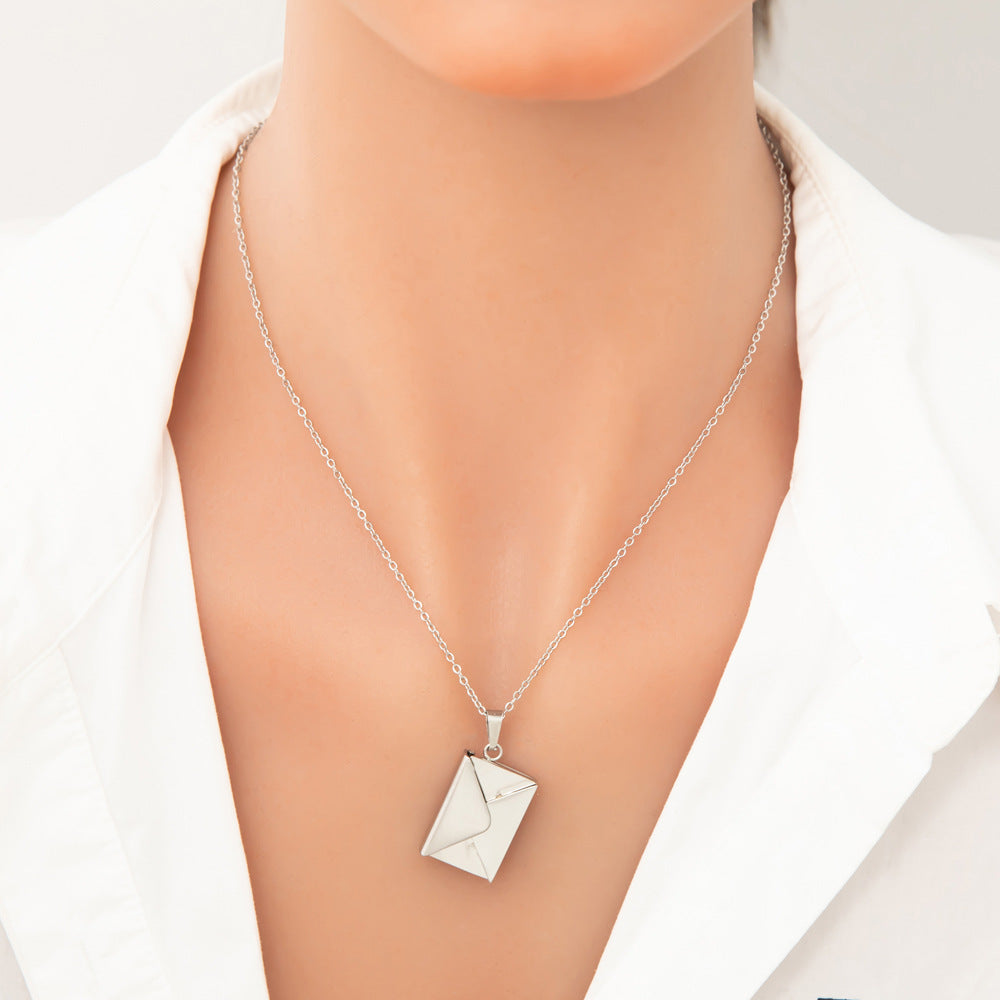 Jewelry Vintage Style Classic Style Book envelope Heart Shape Titanium Steel Plating Pendant Necklace