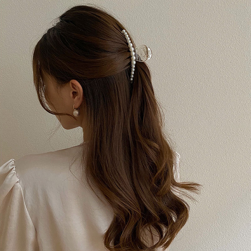 simple style geometric artificial pearl handmade hair claws 1 piece