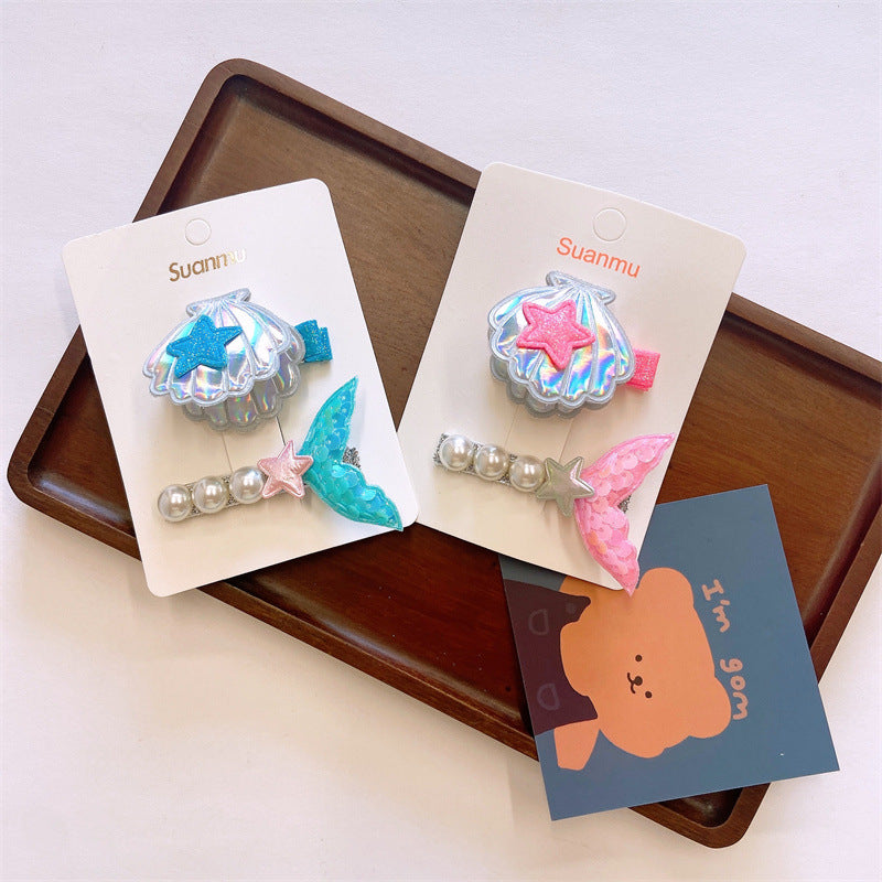 Girl'S Simple Style Classic Style Mermaid Cloth Contrast Collar Hair Clip