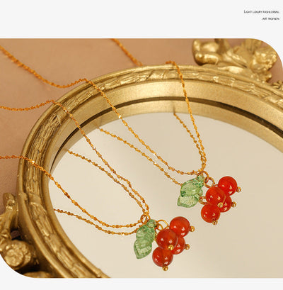 Jewelry Cute Cherry Titanium Steel Plating Pendant Necklace