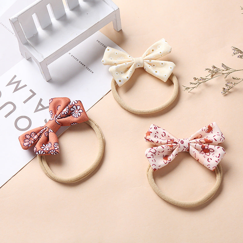 fashion bow floral nylon soft infant baby headband