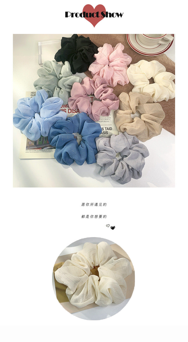 korean silk flower color hair scrunchies