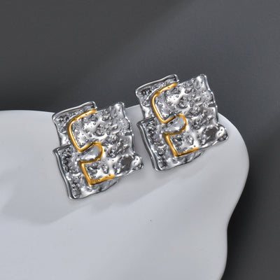 1 Pair Artistic Geometric Waves Plating 304 Stainless Steel Ear Studs