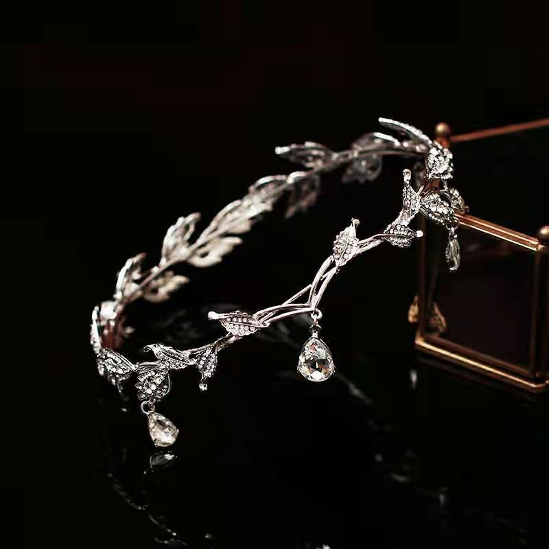 Women's Fairy Style Princess Leaves Metal Plating Inlay Artificial Crystal Rhinestones Hair Band