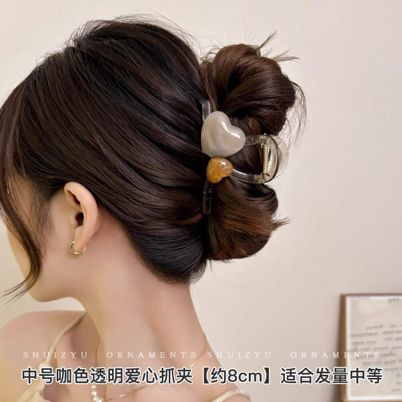 Cute love grab clip girl 2025 new popular high-end disc hair shark clip hairpin hair card headdress