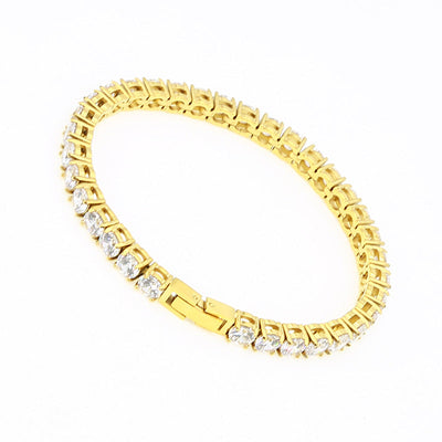 Classic Style Geometric Stainless Steel 18K Gold Plated Rose Gold Plated Zircon Tennis Bracelet In Bulk
