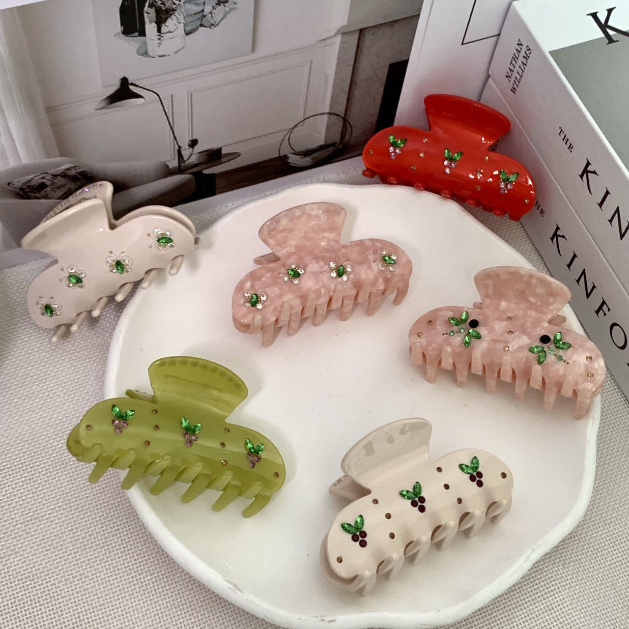 original design flower butterfly acetic acid sheets diamond hair claws