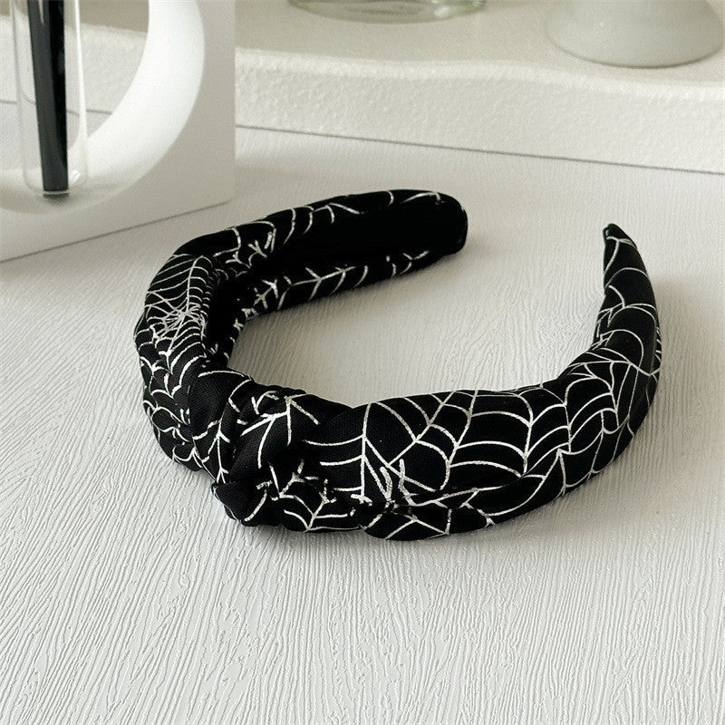 Women's Shiny Spider Web Skull Cloth Hair Band
